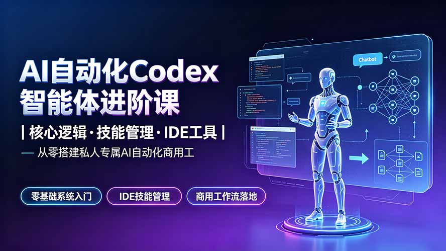 AI自动化Codex智能体进阶课｜零基础搭建商用工作流与技能管理
