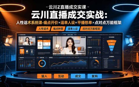 云川直播成交实战：人性话术系统课-痛点种草×塑品开价×逼单人设×平播憋单×点对点万能框架