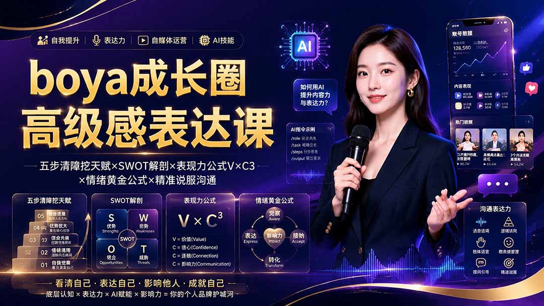 boya成长圈｜内耗消解天赋挖掘AI自媒体口播全流程教学
