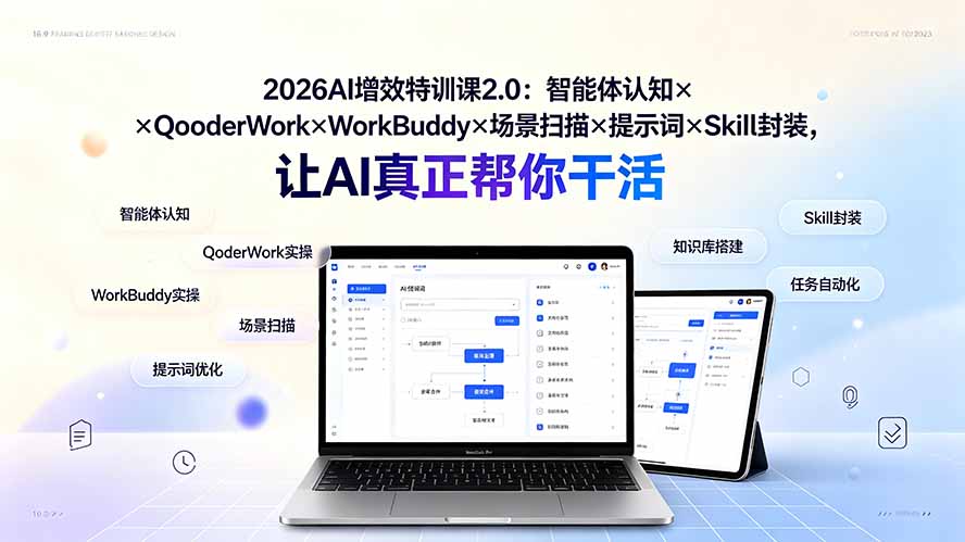 2026AI增效特训课2.0：智能体+QoderWork+WorkBuddy实战，让AI自动办公