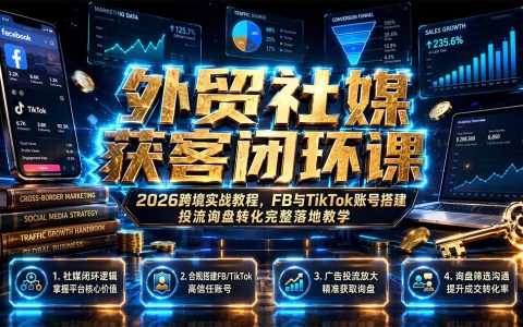 外贸社媒获客闭环课：FB与TikTok账号搭建投流询盘转化实战