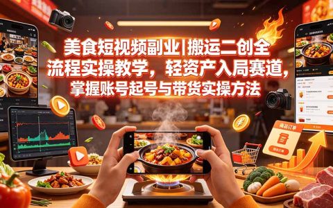 2026 美食短视频副业实操｜零基础搬运二创起号带货全流程