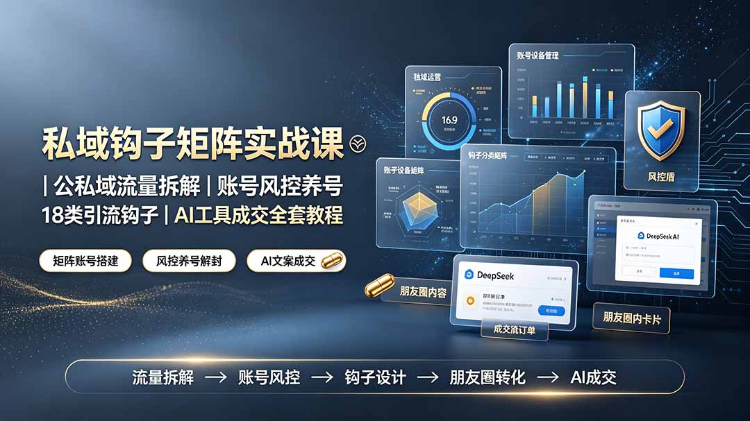 私域钩子矩阵实战课：公私域引流+AI工具+18类钩子成交