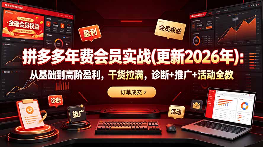 拼多多年费会员实战2026：从诊断到高阶盈利，全干货教学