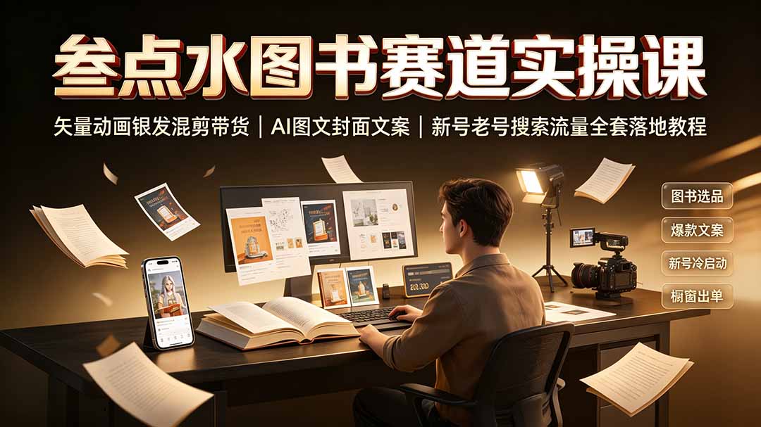叁点水图书赛道实操课｜矢量动画银发混剪带货，AI封面文案新号起号全攻略