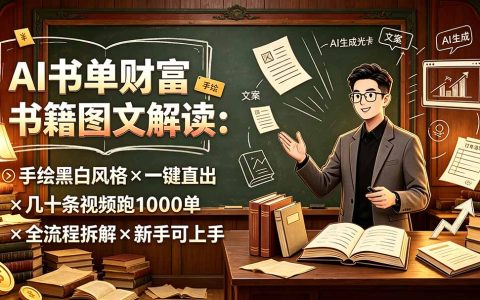 AI书单财富视频拆解：手绘黑白风图文，新手可跑千单