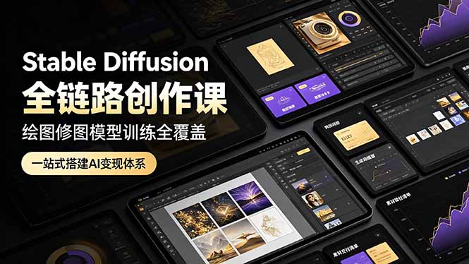 Stable Diffusion全链路创作课，AI绘图修图模型训练，搭建变现体系