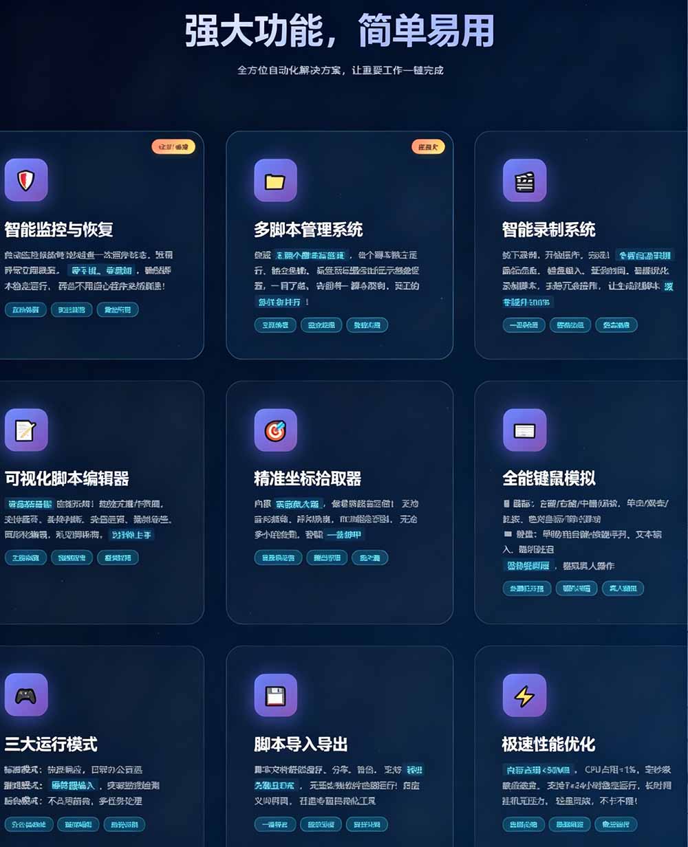 专业Windows键鼠自动化工具 点点精灵 免费永久使用 小白也能快速创建脚本 专业Windows键鼠自动化工具 点点精灵 免费永久使用 小白也能快速创建脚本
