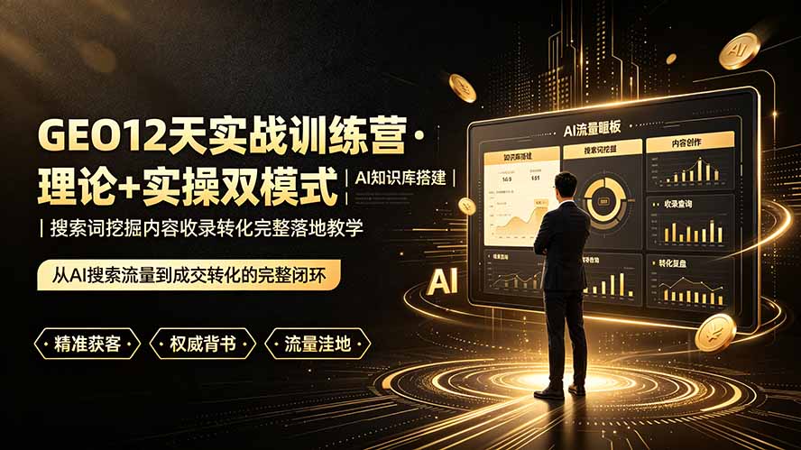 GEO12天实战训练营：AI知识库搭建+搜索词挖掘转化落地教学