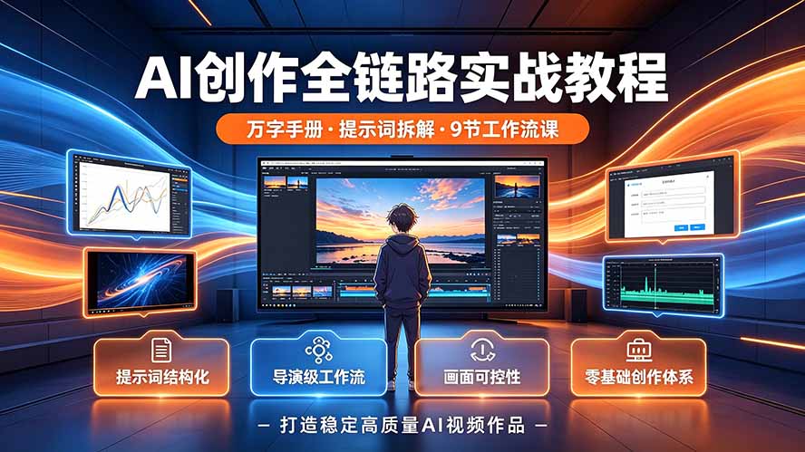 AI创作全链路实战:9节导演级工作流,稳定产出高质量视频 AI创作全链路实战:9节导演级工作流,稳定产出高质量视频