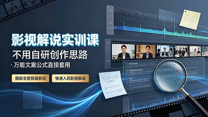 影视解说实训课：套用爆款文案公式，PR剪辑+封面制作全流程