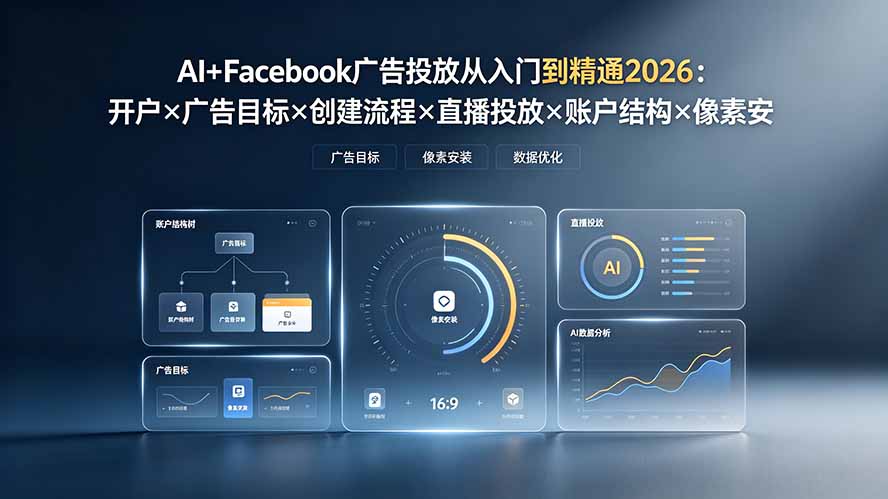 AI+Facebook广告投放2026:开户×像素×AI赋能×账户结构×直播策略 AI+Facebook广告投放2026:开户×像素×AI赋能×账户结构×直播策略