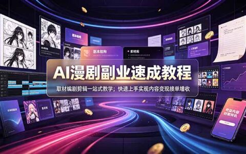 AI漫剧副业速成：从零起号到变现接单，AI工具+剧本剪辑全流程教学