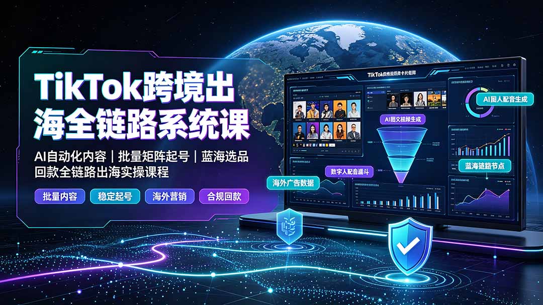 TikTok跨境全链路系统课:AI自动化起号选品回款实操 TikTok跨境全链路系统课:AI自动化起号选品回款实操
