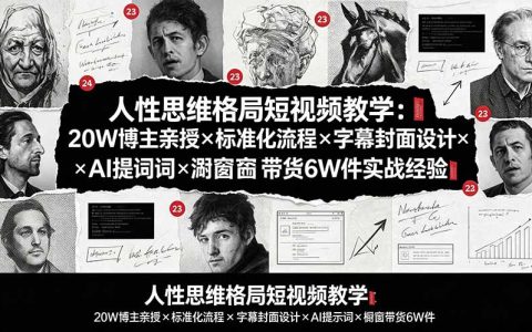 人性思维短视频教学：20W博主亲授×标准化流程×AI提示词×橱窗带货实战