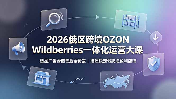 2026俄区OZON WB跨境运营课，选品广告仓储售后全闭环