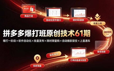 拼多多爆打班61期：自动化批量铺货+限时限量购+直通车裂变盈利