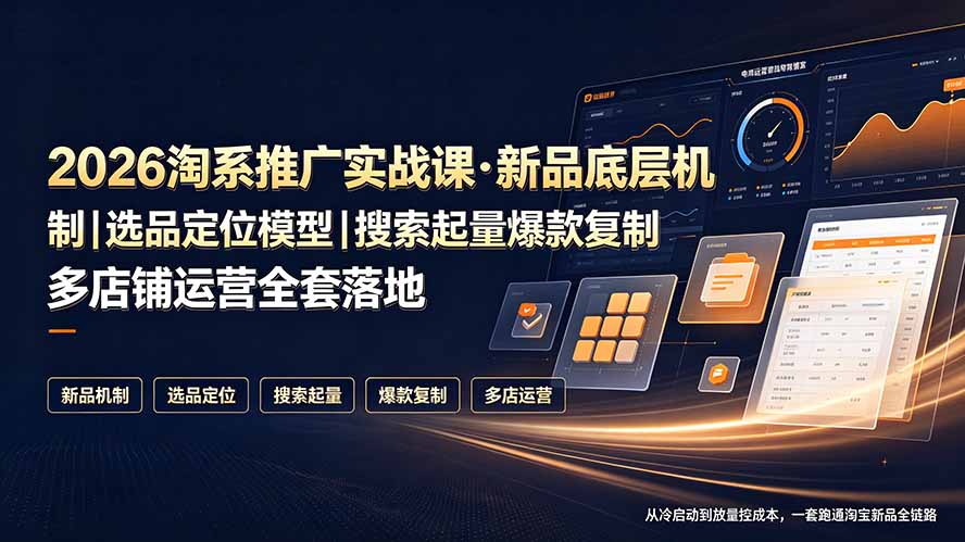 2026淘系新品推广实战课：选品定位+搜索起量+爆款复制全流程