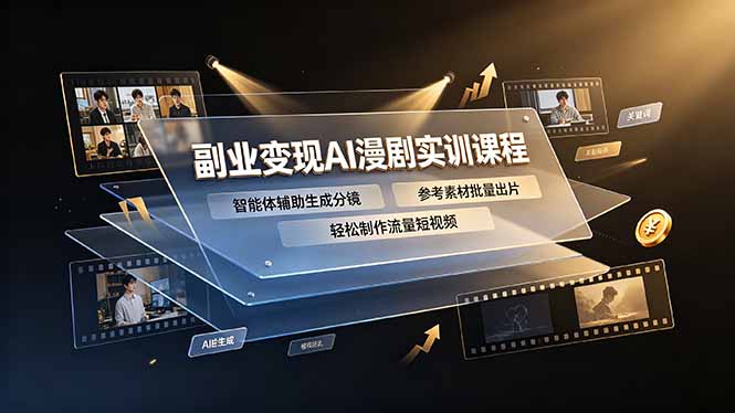 副业变现AI漫剧实训课，智能体辅助分镜批量出片，零基础轻松做爆款短视频