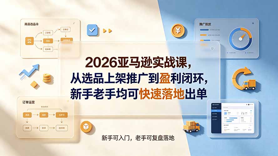 2026亚马逊实战课:选品上架到盈利闭环,新手老手快速出单 2026亚马逊实战课:选品上架到盈利闭环,新手老手快速出单