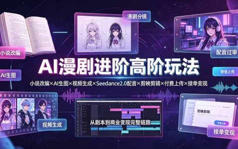 AI漫剧高阶玩法：小说改编×AI生图×Seedance配音×剪映变现全攻略