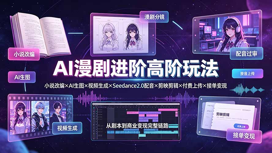 AI漫剧高阶玩法:小说改编×AI生图×Seedance配音×剪映变现全攻略 AI漫剧高阶玩法:小说改编×AI生图×Seedance配音×剪映变现全攻略