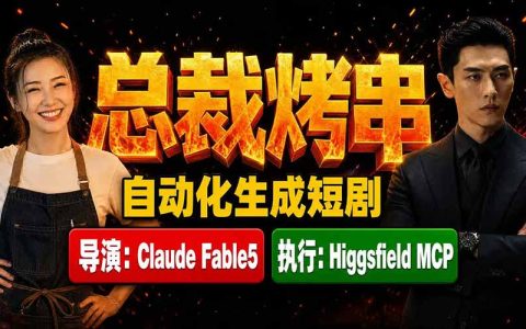 《总裁烤串》AI短剧全流程：Claude Fable5导演+H Higgsfield MCP自动生成视频