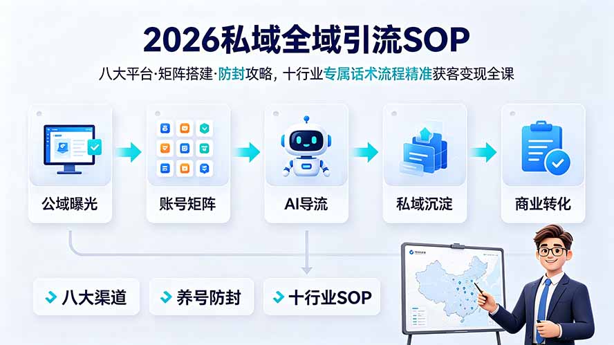 2026私域全域引流SOP｜八大平台矩阵搭建防封攻略，十行业话术精准获客变现