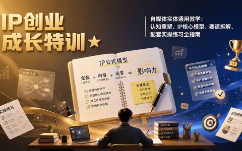 IP创业特训：认知重塑+IP核心模型+赛道拆解与实操练习