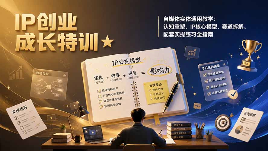 IP创业特训:认知重塑+IP核心模型+赛道拆解与实操练习 IP创业特训:认知重塑+IP核心模型+赛道拆解与实操练习