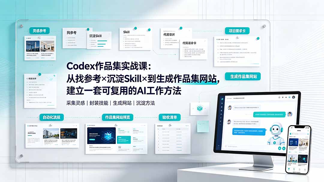 Codex作品集实战课：从找参考到生成网站，建立可复用AI工作方法