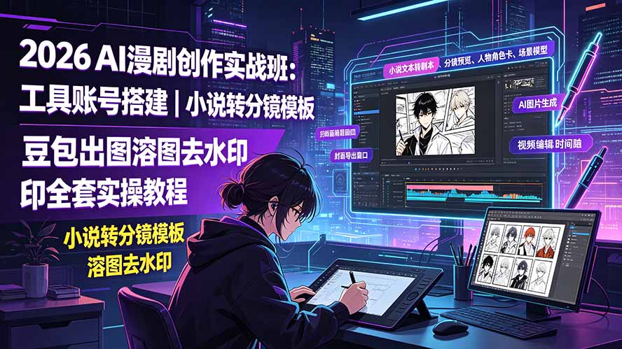 2026AI漫剧实战班:豆包分镜模板+溶图去水印,零基础小说转短视频 2026AI漫剧实战班:豆包分镜模板+溶图去水印,零基础小说转短视频