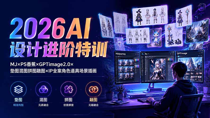2026AI设计特训：MJ+PS+GPTimage2.0零基础IP全案变现