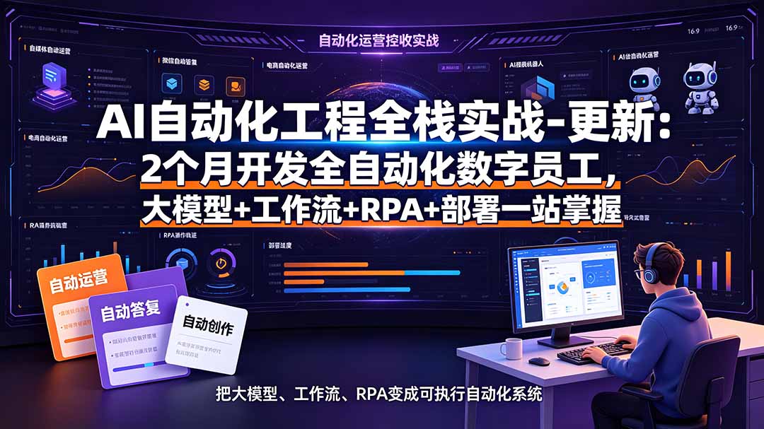 AI自动化工程全栈实战：2个月开发数字员工，大模型+工作流+RPA部署