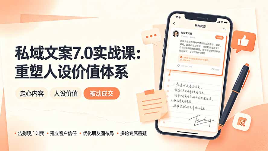 私域文案实战课7.0:重塑人设价值,告别硬广实现被动成交 私域文案实战课7.0:重塑人设价值,告别硬广实现被动成交