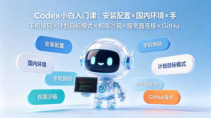 Codex小白入门课：国内环境配置+手机接码+服务器连接+GitHub操作