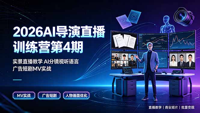 2026AI导演训练营第4期，实景直播教学分镜视听语言，解决人物崩坏痛点