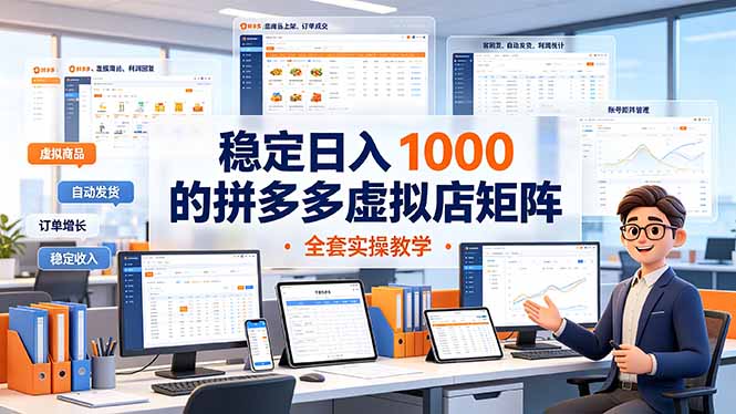稳定变现100步骤0+拼多多虚拟店矩阵，零基础新手实操教学