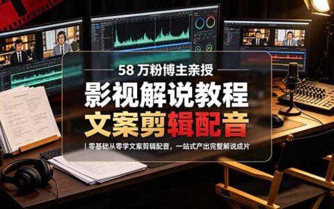 58万粉博主亲授影视解说课，零基础学文案剪辑配音变现