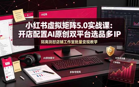 小红书虚拟矩阵5.0实战：AI原创+双平台选品+多IP隔离开店变现教程
