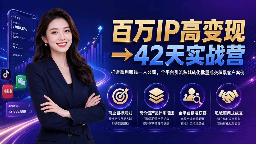 百万IP高变现实战营：42天打造一人公司，全平台引流私域成交
