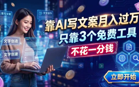 靠AI写文案变现过万，3个免费工具+接单渠道，新手副业赚钱
