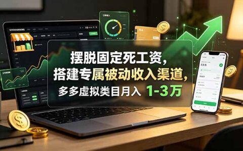 摆脱死工资！多多虚拟变现，搭建被动收入渠道变现1-3万