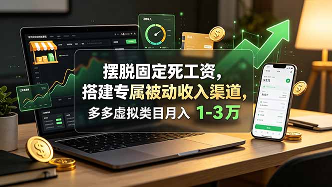 摆脱死工资！多多虚拟变现，搭建被动收入渠道变现1-3万