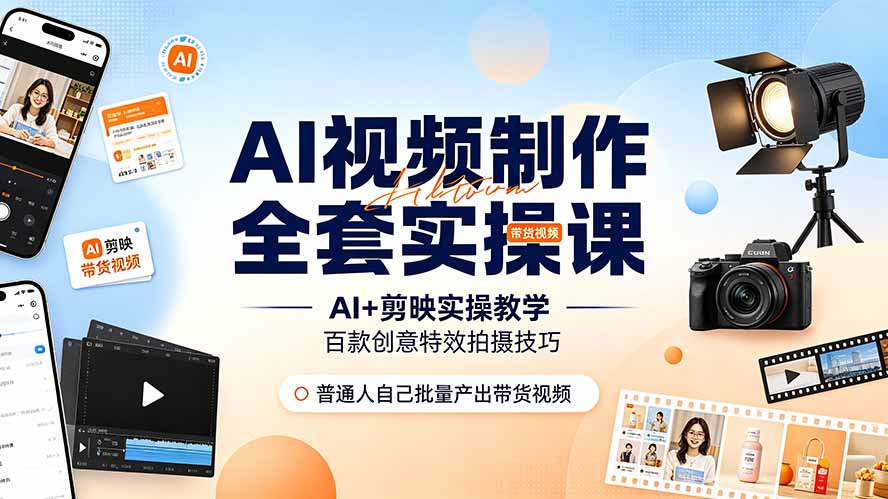 AI视频制作实操课：DeepSeek+剪映教学，特效运镜带货全攻略