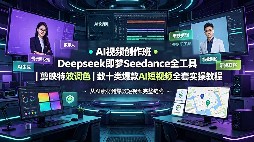 AI视频创作班Deepseek即梦剪映全工具实操,零基础爆款短视频教程 AI视频创作班Deepseek即梦剪映全工具实操,零基础爆款短视频教程