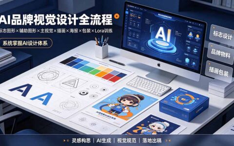 AI品牌视觉设计全流程：标志×辅助图形×主视觉×插画×包装Lora训练