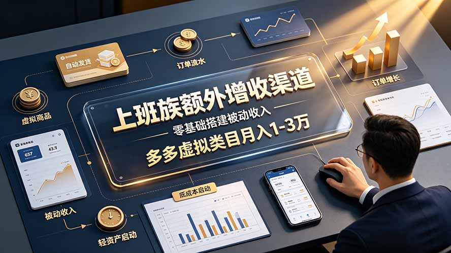 上班族零基础做虚拟商品,拼多多被动收入变现1-3万 上班族零基础做虚拟商品,拼多多被动收入变现1-3万