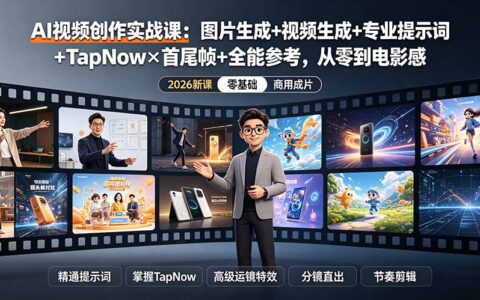 AI视频创作实战课：提示词+TapNow+首尾帧，零基础做出电影感成片