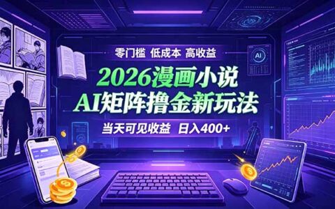 爆款小说漫画AI矩阵操作 变现400方法 零门槛副业 当天收益可见